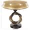12.5" Brown Glass Wide Brushed Decorative Bowl with Textured Ring Base